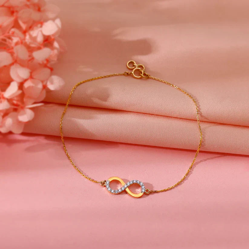 Pure Gold Infinity Bracelet with Dual Stones